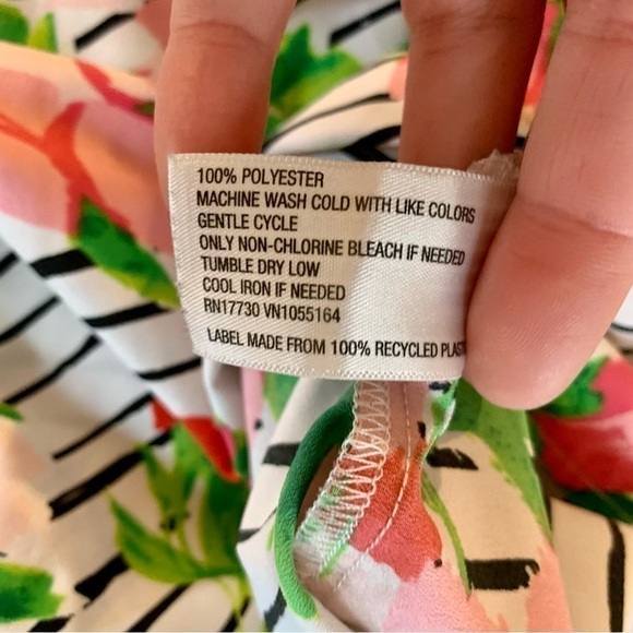 Merona White & Pink Watercolor Tulip and Striped Sleeveless Blouse - Picture 4 of 4